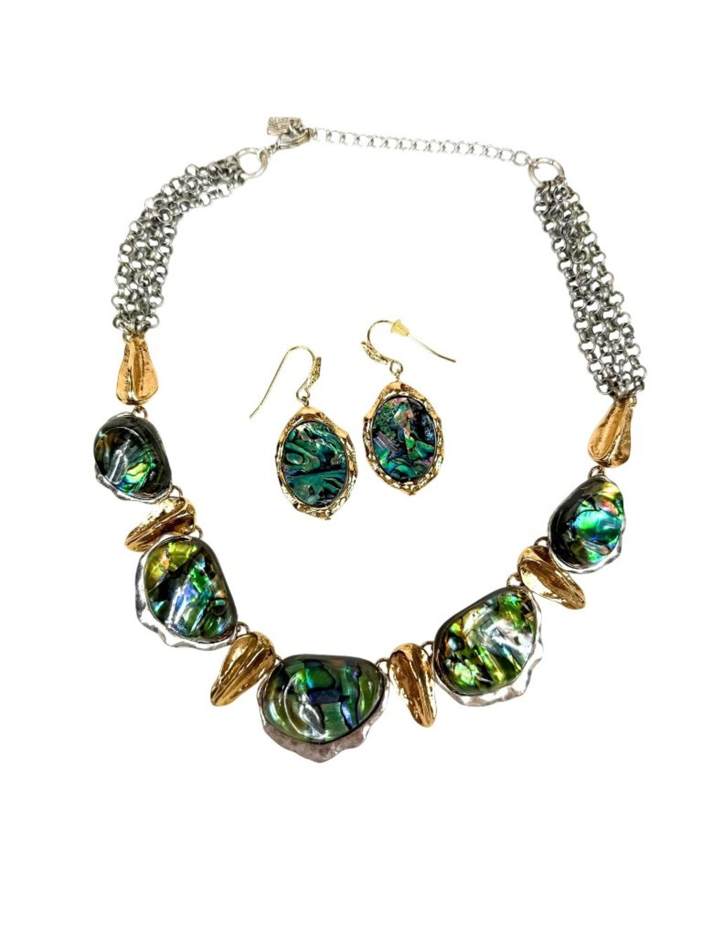 Robert Lee Morris Abalone Two-Tone Chunky Necklace & Earrings Set